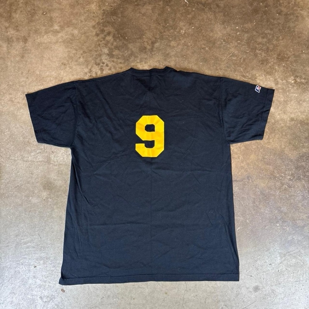 Black vintage 90s russell athletic baseball tee with yellow logo Men's large - Picture 4 of 7